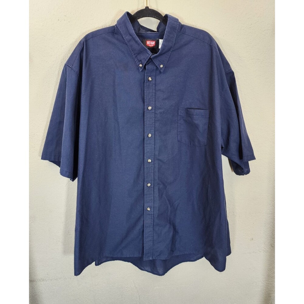 Red Kap Work Shirt Mens 4XL Short Sleeve Navy Blue Poplin Industrial Button Up